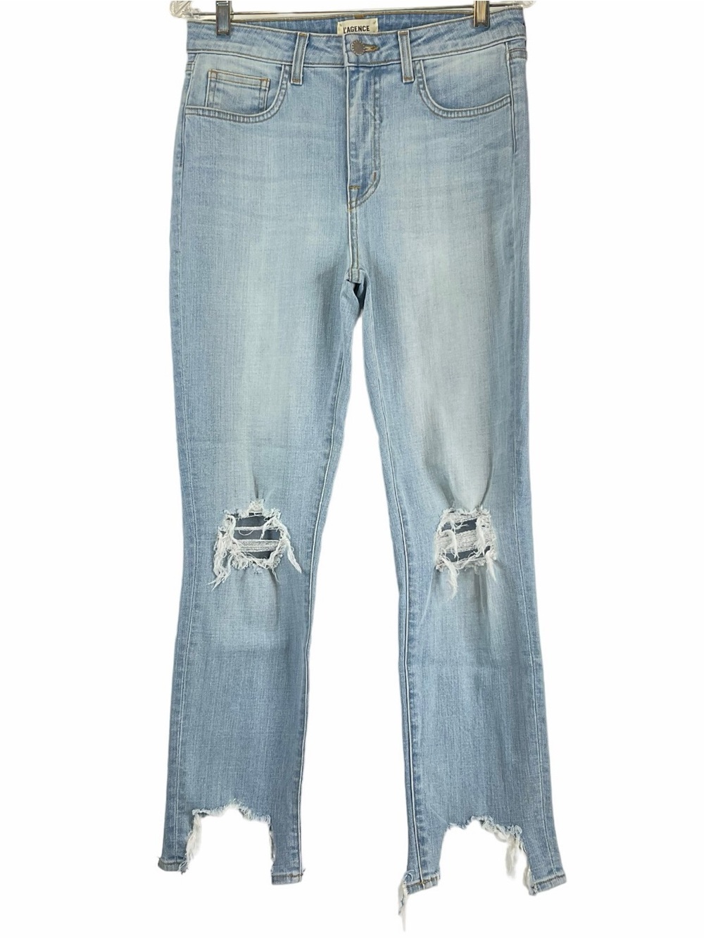 L'AGENCE Light Wash Distressed Skinny Jeans